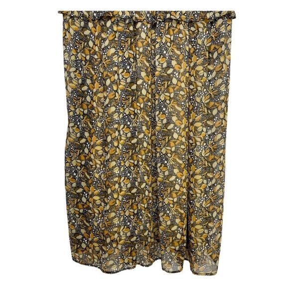 NWT ba&sh Samanta Ruffled Leaf Print Georgette Maxi Dress in Carbone - Picture 14 of 16